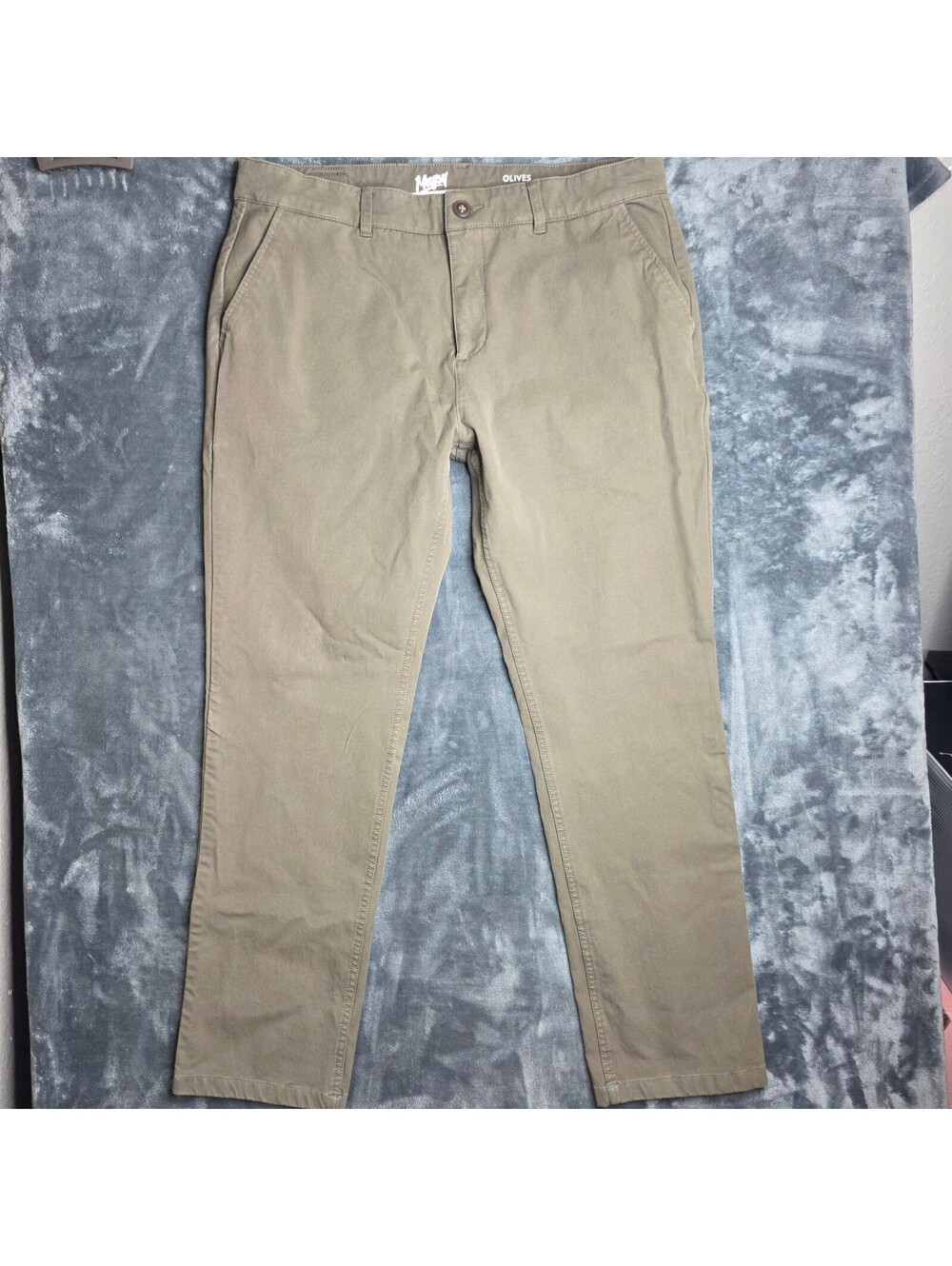 Mugsy Classic Chinos Olives Mens 38x32 Khaki
